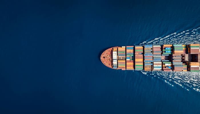 Global Business - container ship from above